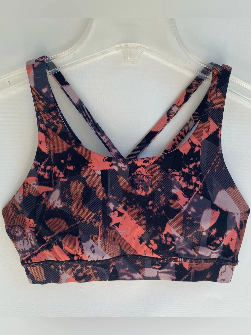 Lululemon strappy yoga sports bra Energy Nulux alpine white multi print XXS XS